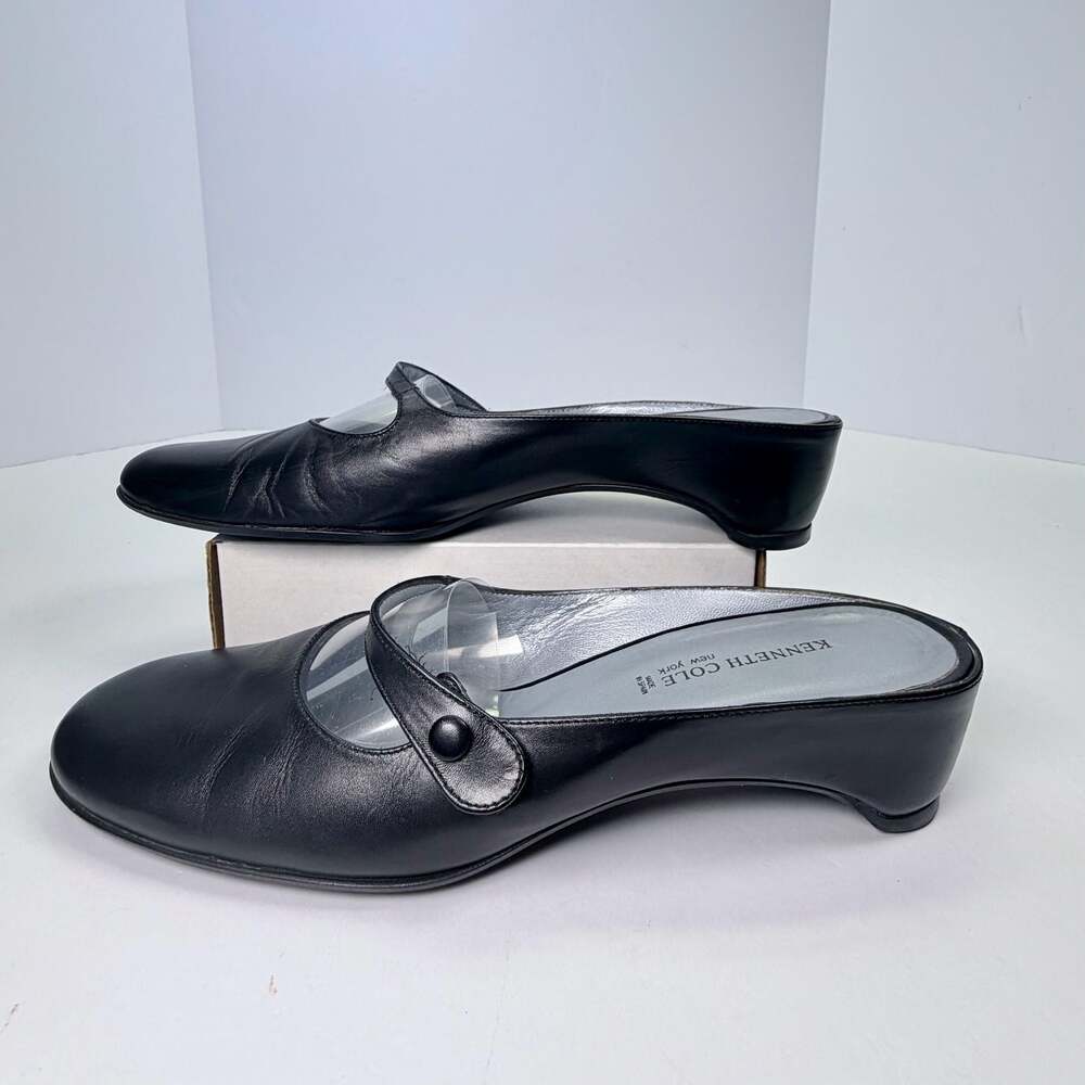 Kenneth Cole New York Black Leather Mary Jane Low Heel Mules 8M